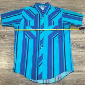 Vintage Road Runner snap button‎ stripe short sleeve shirt size XL